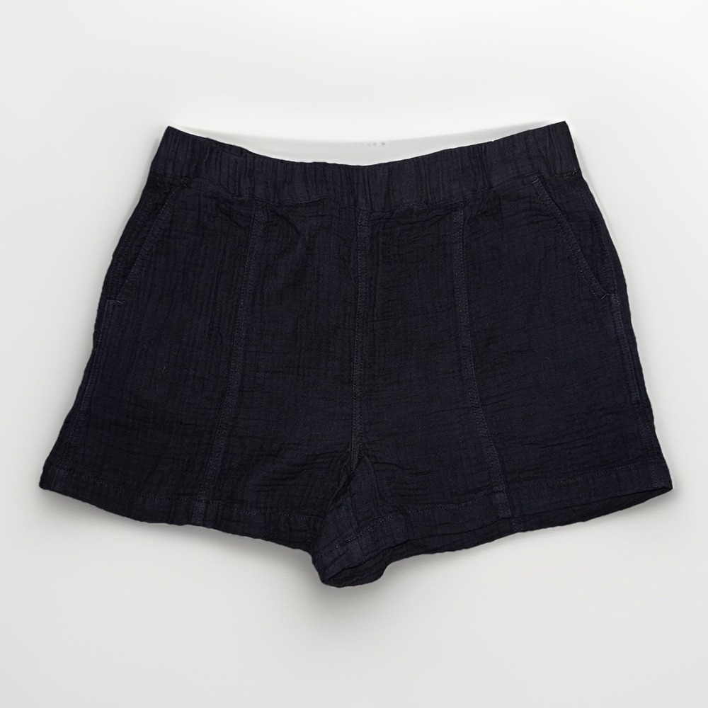 MADEWELL Womens LG Soft Black Lightspun Easy Pull-On Cotton Gauze Shorts Pockets